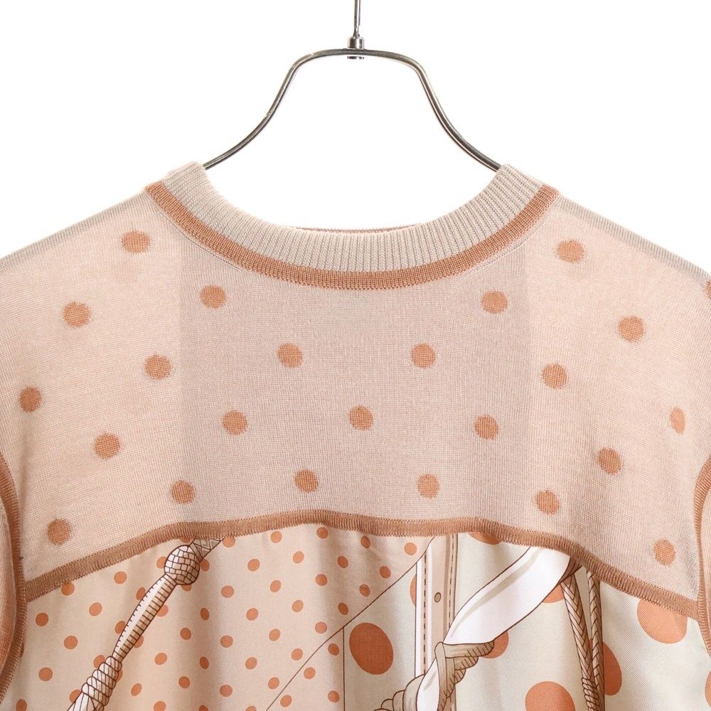 HERMES (エルメス) ツイルレーヌ ドット柄シルクスカーフ切り替え