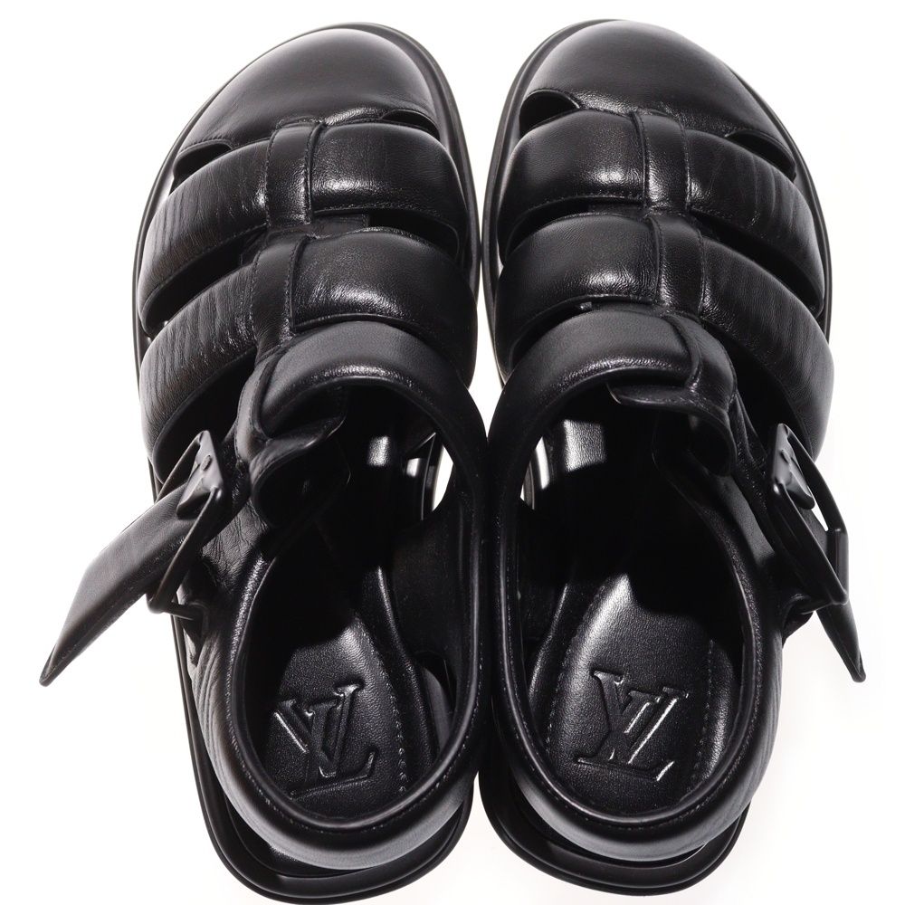 LOUIS VUITTON ⭐️ブラック レザー サンダル22.5〜23㎝ LOUIS VUITTON ⭐️ブラック レザー サンダル22.5〜23㎝