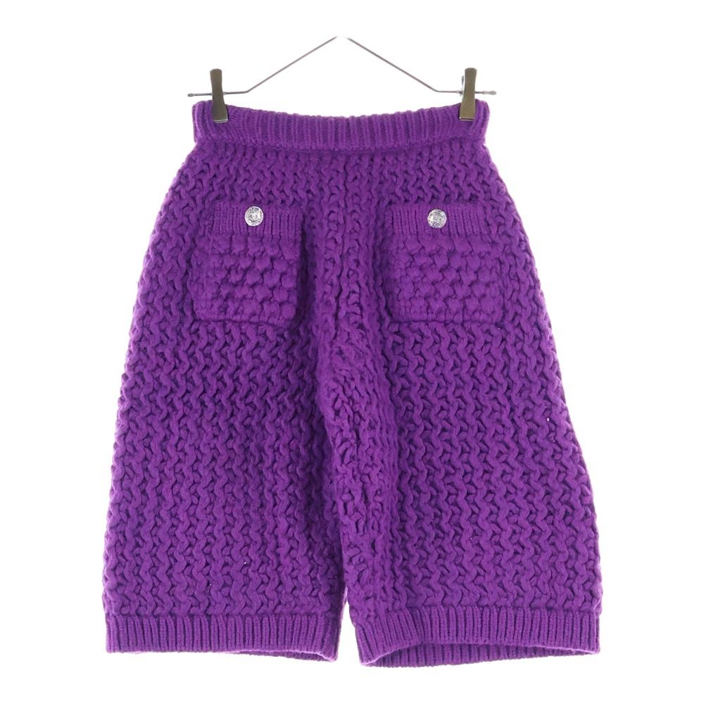 CHANEL シャネル ココマークボタン ウール ニット ハーフパンツ パープル レディース