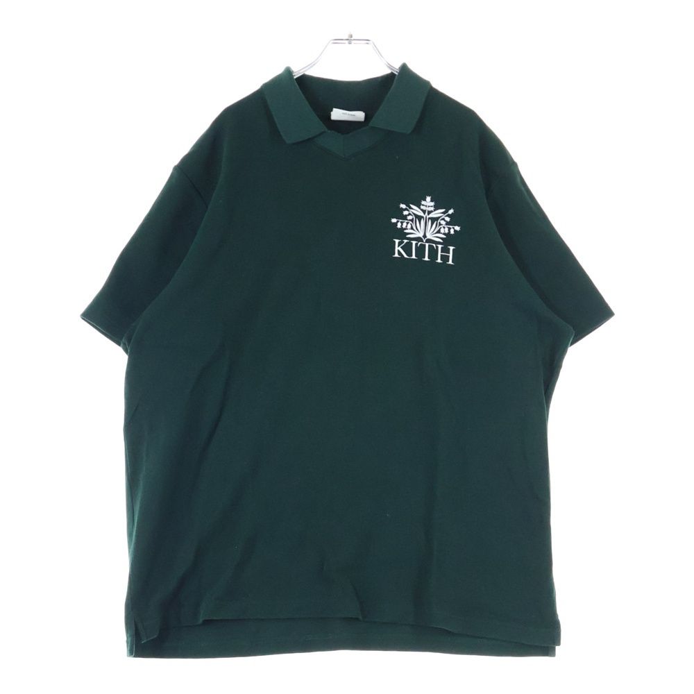 KITH (キス) フロントロゴ刺繍 コットン ポロシャツ グリーン 【公式通販】
