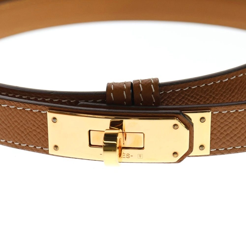 HERMES (エルメス) ケリーベルト ロゴ刻印レザーベルト PG金具