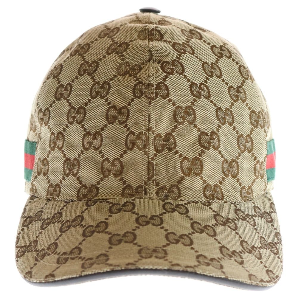 GUCCI (グッチ) GGキャンバス シェリーライン キャップ 帽子 ベージュ