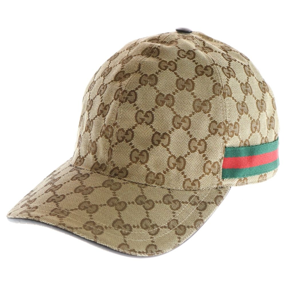 GUCCI グッチ GGキャンバス シェリーライン キャップ 帽子 ベージュ 200035