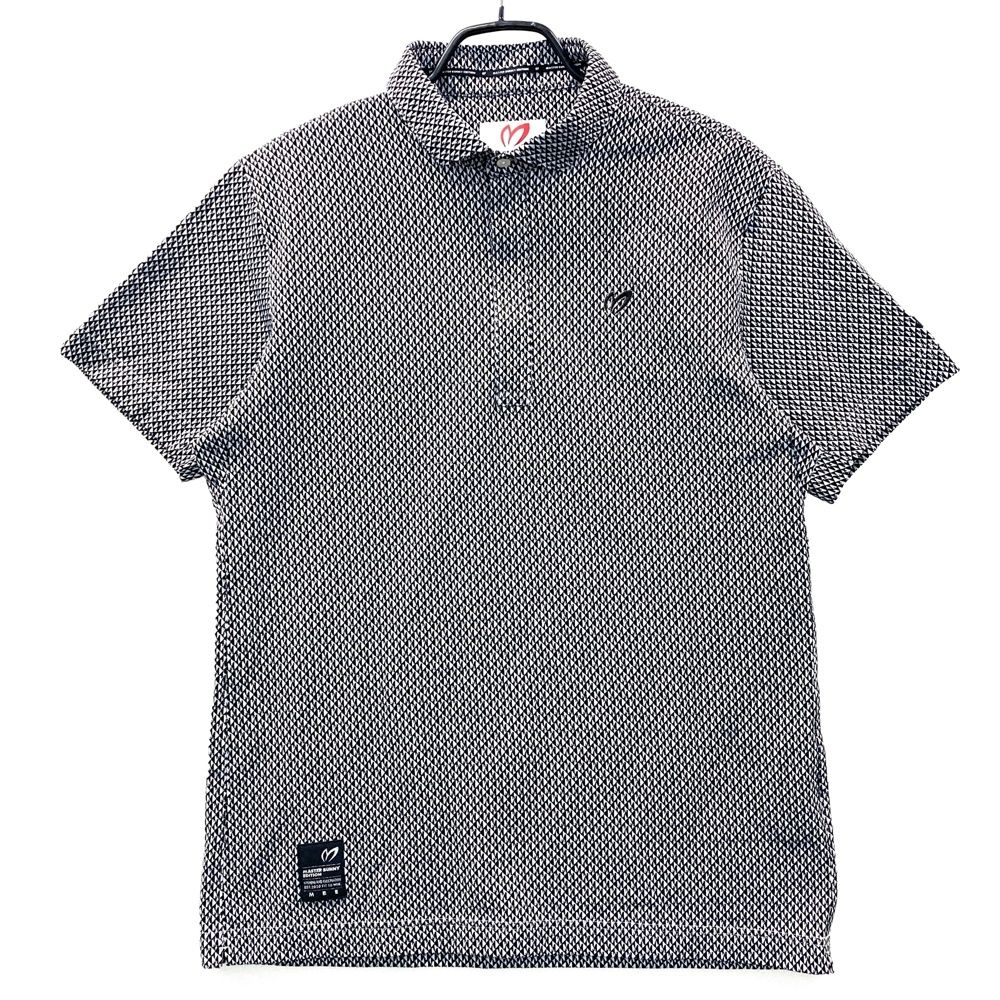 サイズ 7 MASTER BUNNY EDITION マスターバニーエディション ハーフジップ 半袖ポロシャツ 総柄 ブラック系 ゴルフウェア メンズ ストスト