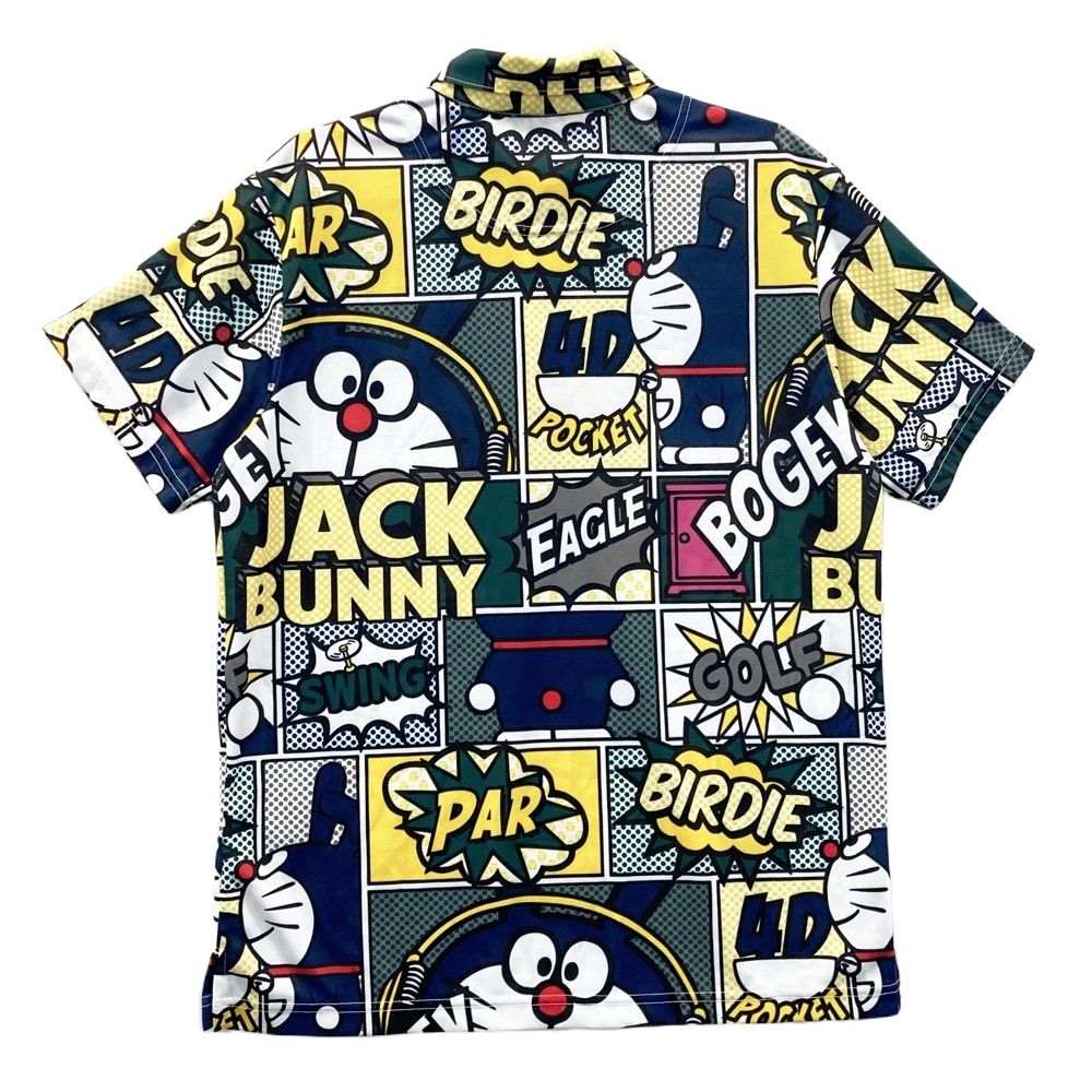 サイズ 5 JACK BUNNY ジャックバニー ドラえもん 半袖ポロシャツ コミック 総柄 ホワイト系 ゴルフウェア メンズ ストスト