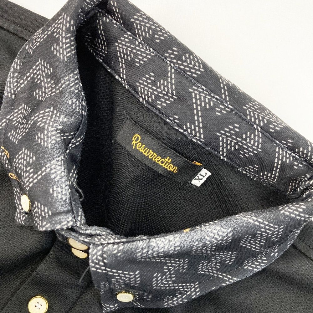 サイズ：XL RESURRECTION レザレクション 半袖ポロシャツ ブラック系