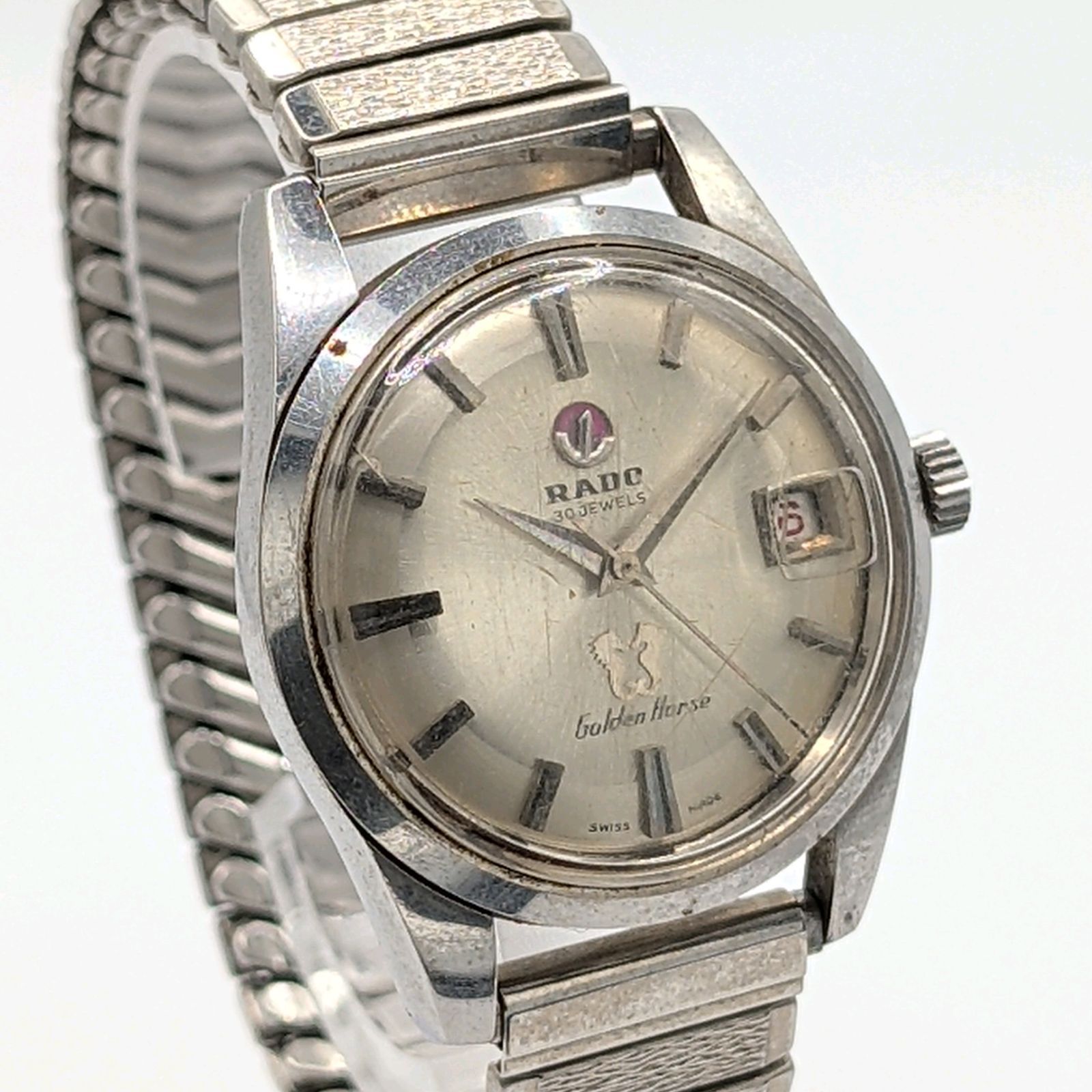 RADO G en Horse Watch Hand Winding Men s Silver Round Y 2 K 00 Vintage Working ラドー ゴールデンホース 時計 手巻き式 メンズ シルバー ラウンド ヴィンテージ 稼働品