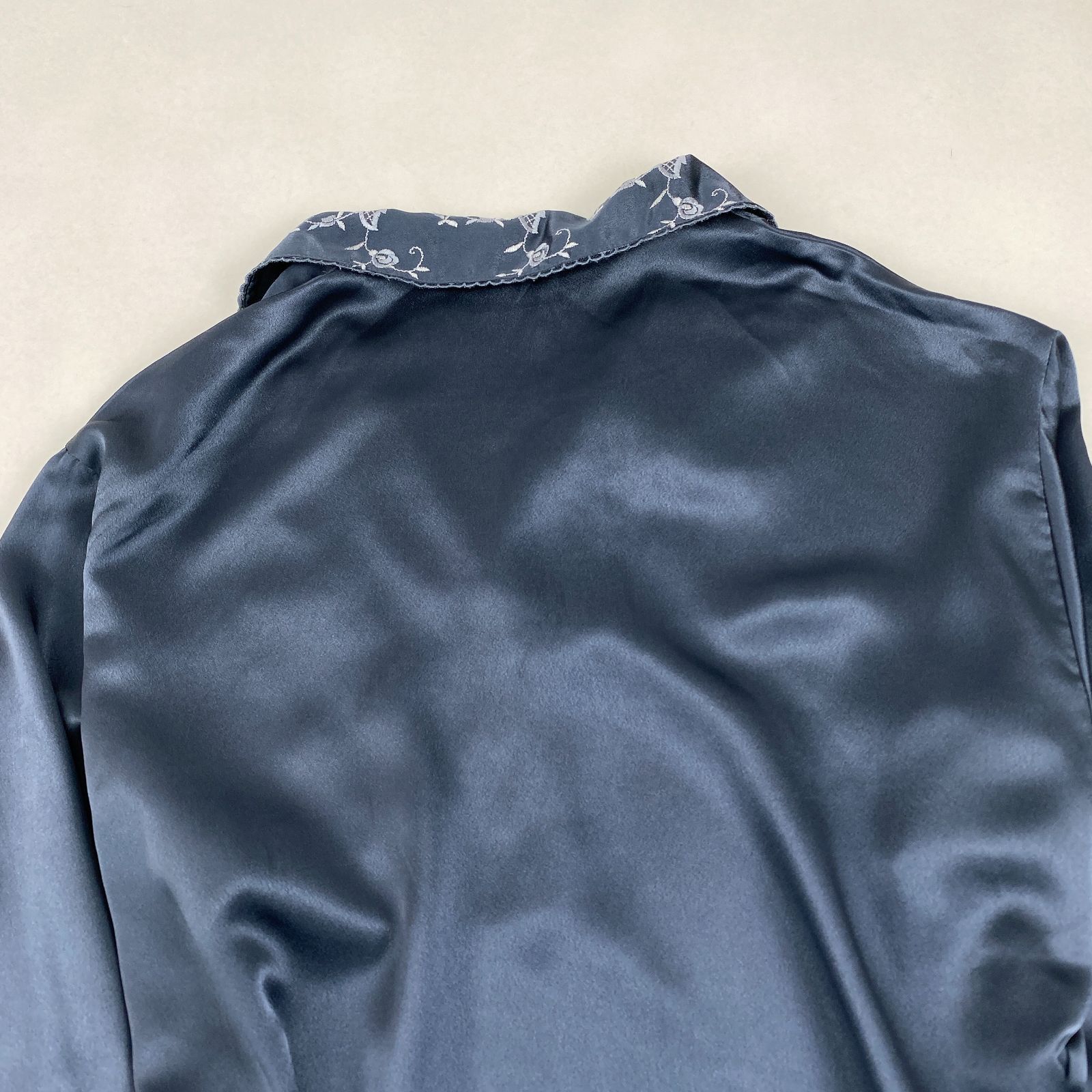 Christian Dior ロングワンピース 花柄刺しゅう サテン グレー M  