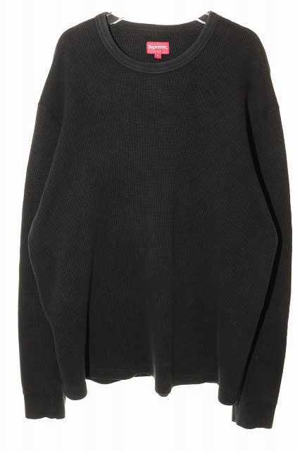 シュプリーム SUPREME 17AW SLEEVE LOGO WAFFLE THERMAL BLACK L