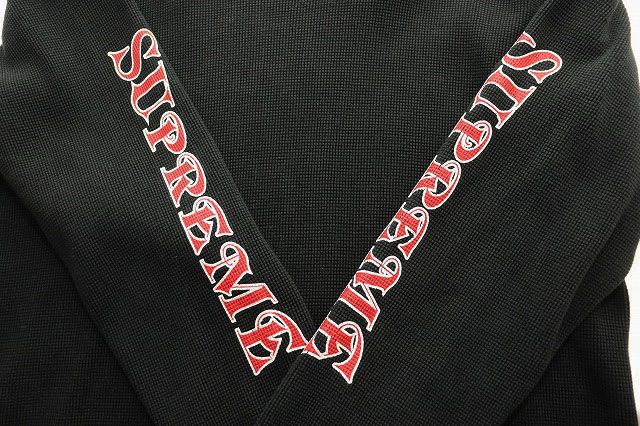 シュプリーム SUPREME 17AW SLEEVE LOGO WAFFLE THERMAL BLACK L