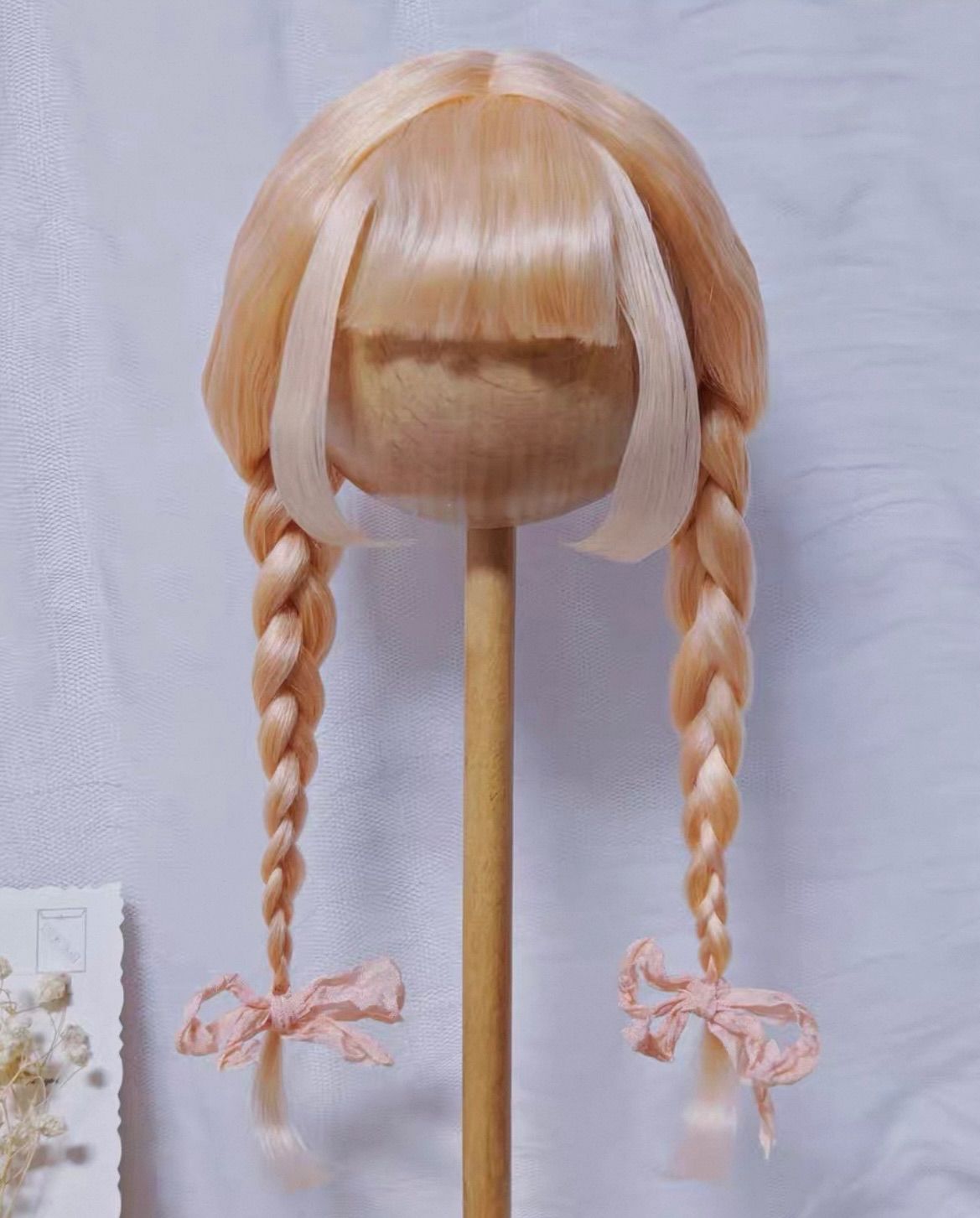 ブライス ウィッグ モヘアウィッグ 海外作家 JCWIG ベージュピンク 三つ編み