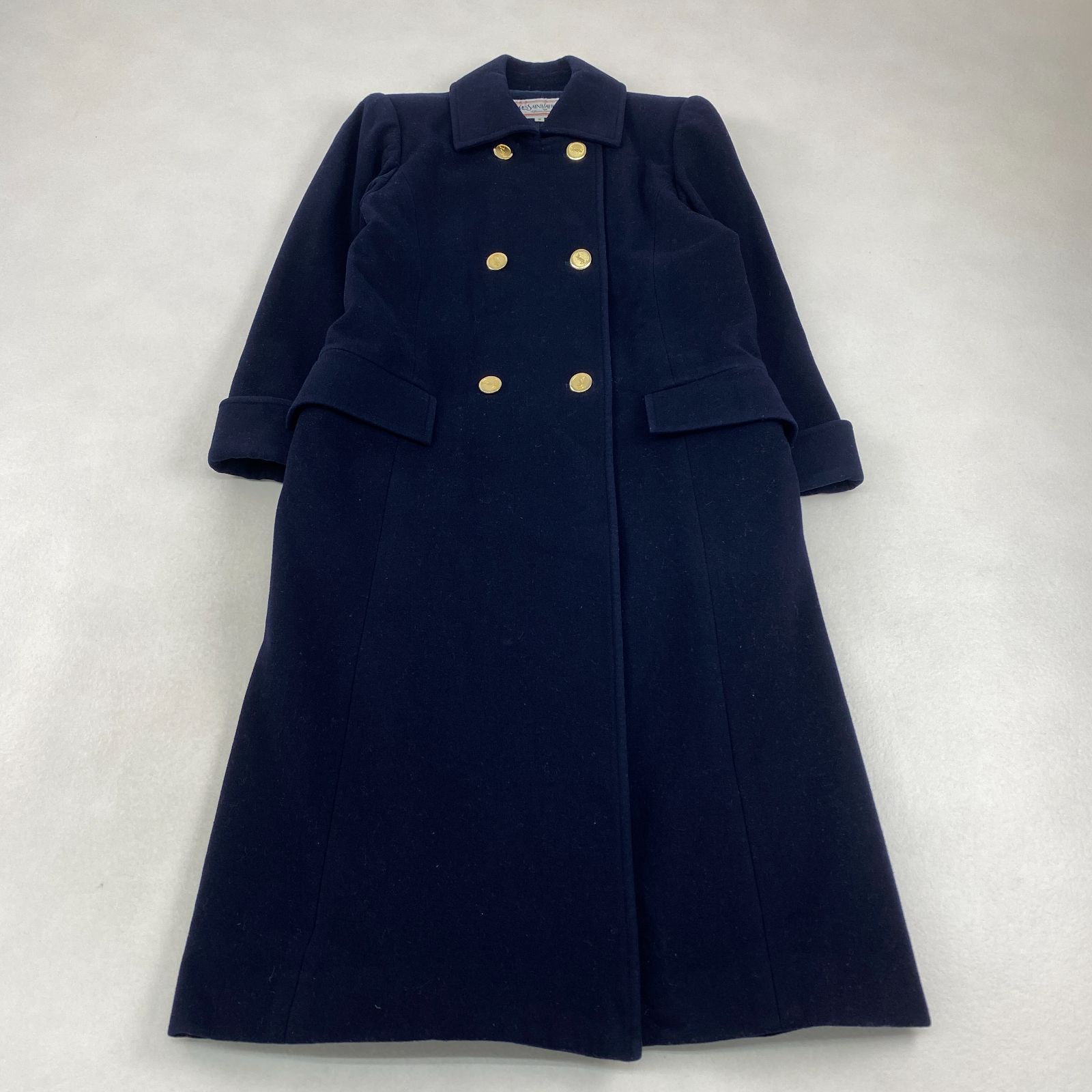 イブサンローラン チェスターコート ネイビー　カシミヤ50% 定価20万程度 イヴ・サンローランカシミヤコート黒