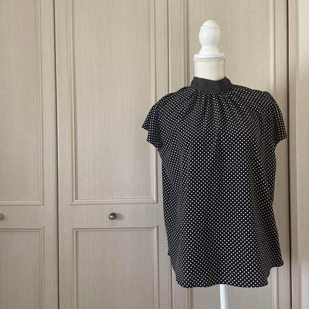 SHIPS シップス ドット 水玉 総柄 ブラウス シャツ トップス お呼ばれ デート オフィスカジュアル 食事会