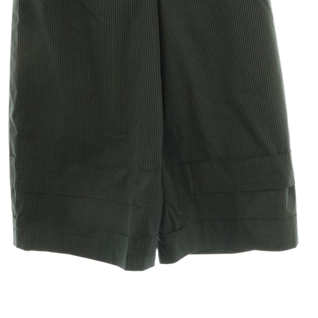 ジウ 慈雨 ストライプパンツ ワイド クロップド丈 40 黒 ブラック /AT