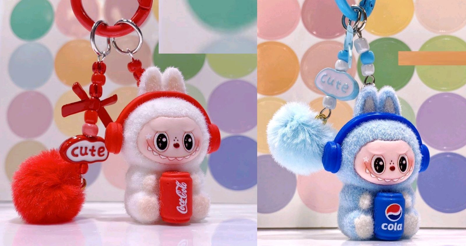 ラブブ ぬいぐるみキーホルダー 3点セット コーラ・モコモコポンポン