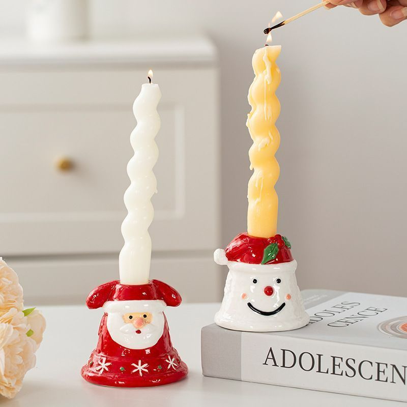 クリスマス キャンドルホルダー キャンドルスタンド セラミック 