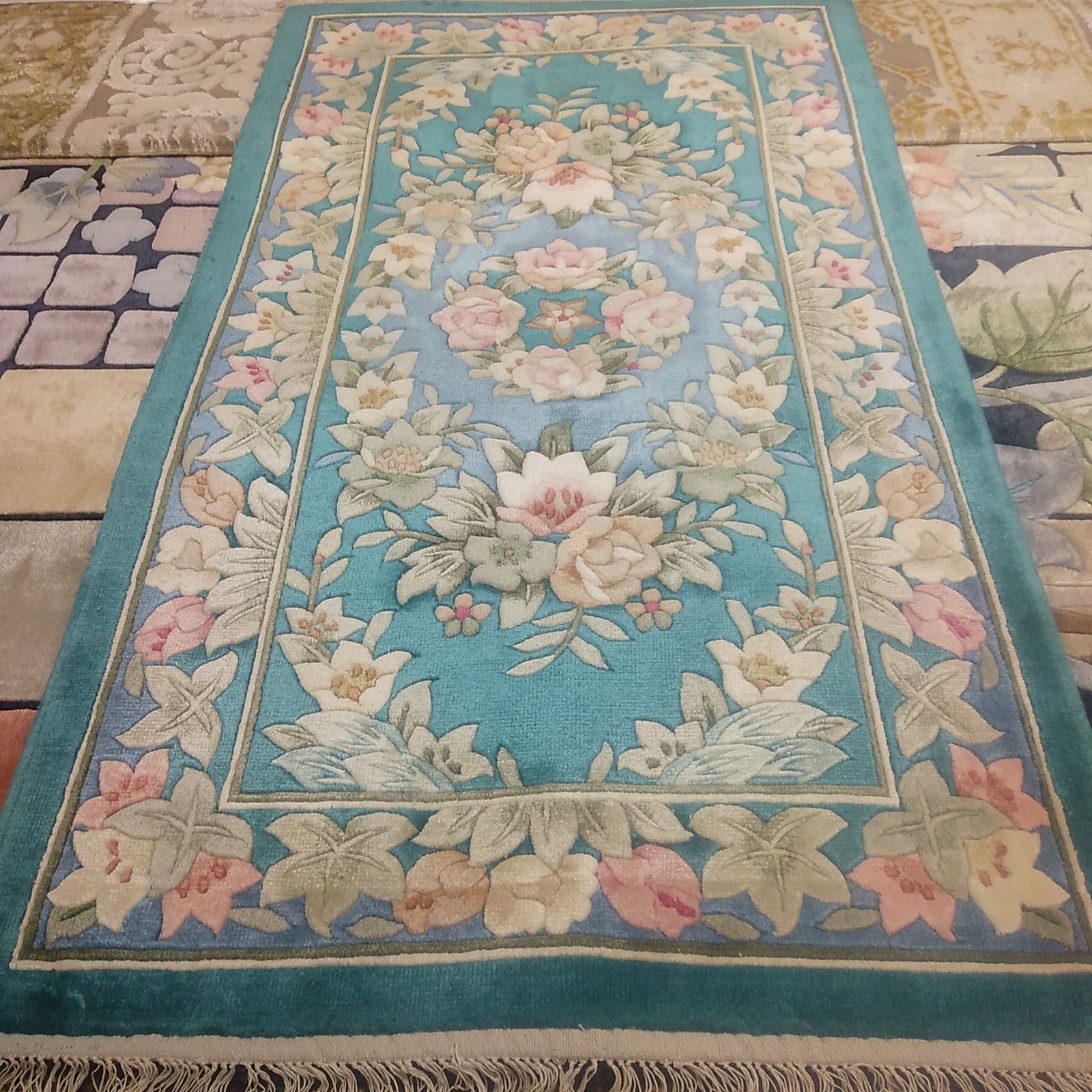 シルク緞通 シルク段通 玄関マット 手織り 大きいサイズ