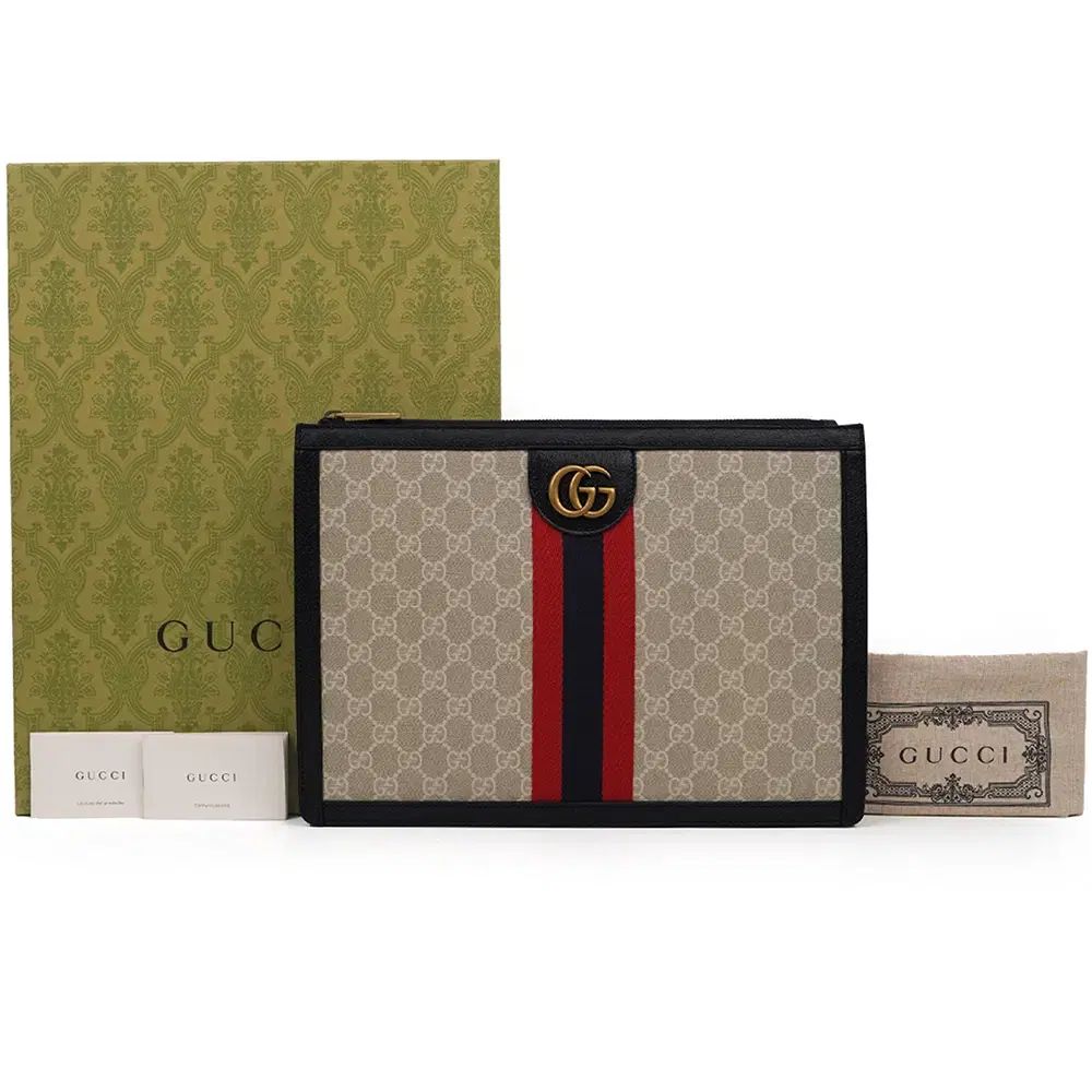 ブランド グッチ GG オフィディア ポートフォリオ クラッチバッグ ネイビー 674078