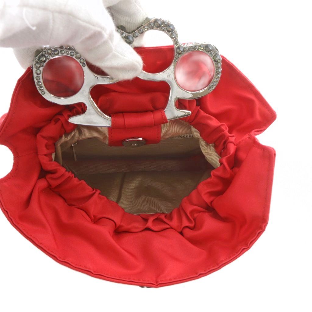 【中古】デイジーリンフォクシー DAISY LIN For FOXEY ナックルハンドル パーティバッグ レッド /YO24 レディース デイジーリンフォクシー DAISY LIN For FOXEY ナックルハンドル