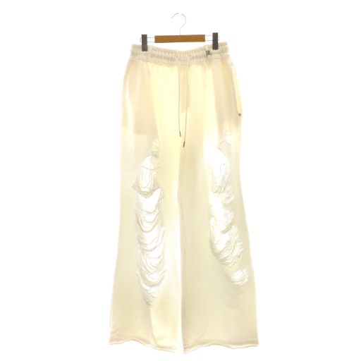 【中古】トリミングバード TREEMINGBIRD Scratch Damage Wide Sweat Pants スウェットパンツ イージー FR ホワイト トリミングバード TREEMINGBIRD Scratch Damage Wide Sweat Pants