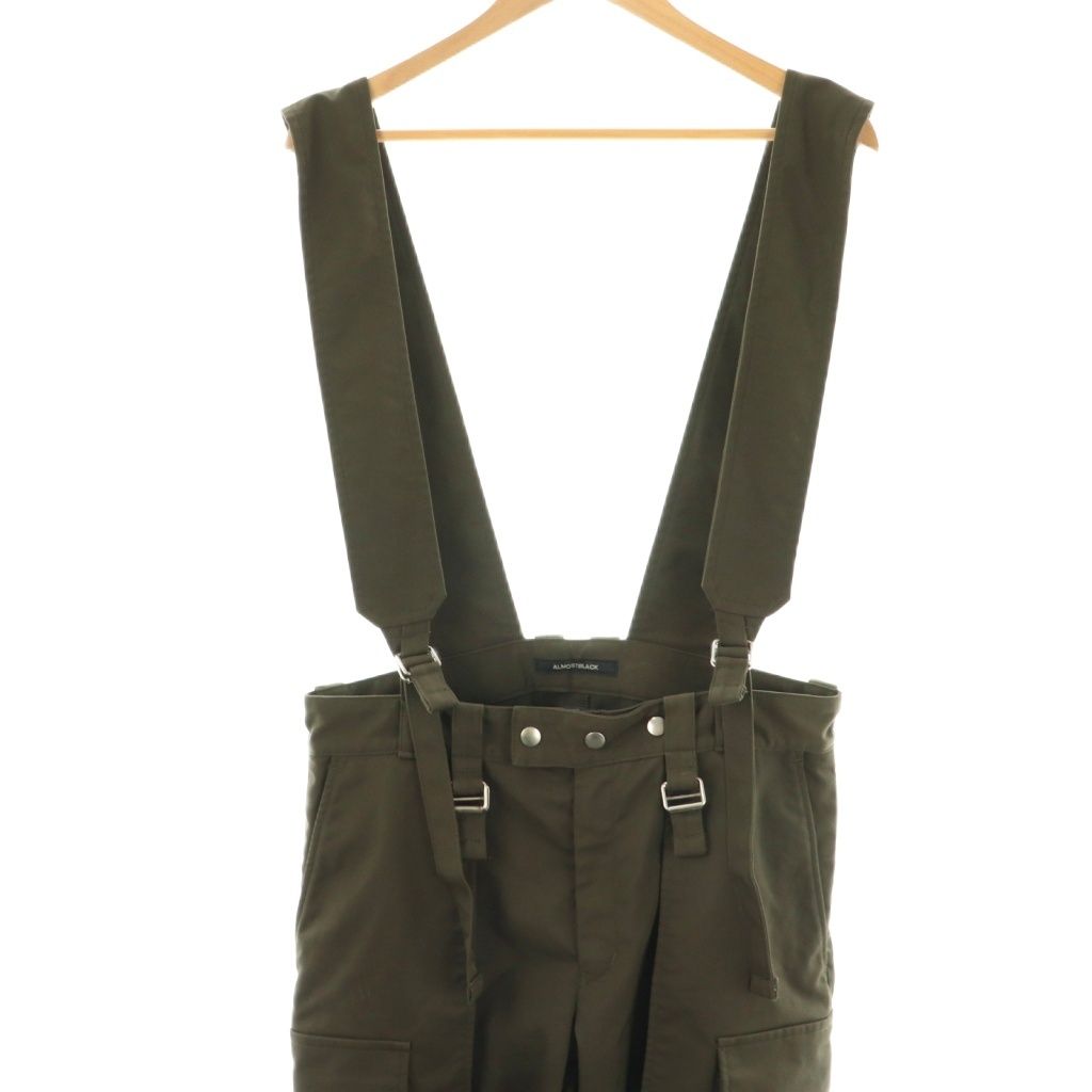 【中古】オールモストブラック ALMOSTBLACK サスペンダー付デザインカーゴパンツ 2 カーキ /DO ■OS ■SH オールモストブラック ALMOSTBLACK サスペンダー付デザインカーゴ