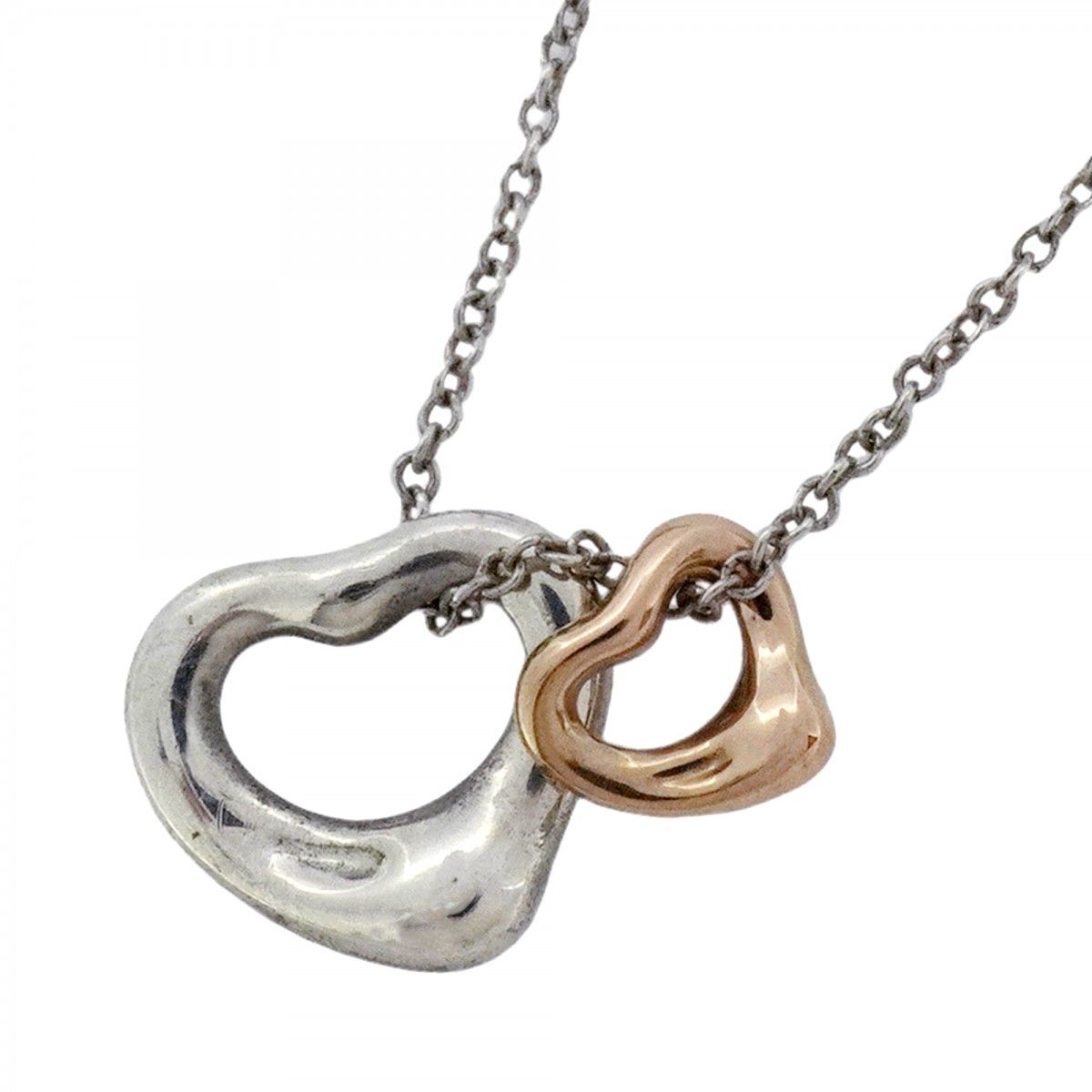 5job0775】ティファニー ネックレス ダブルオープンハート K18PG