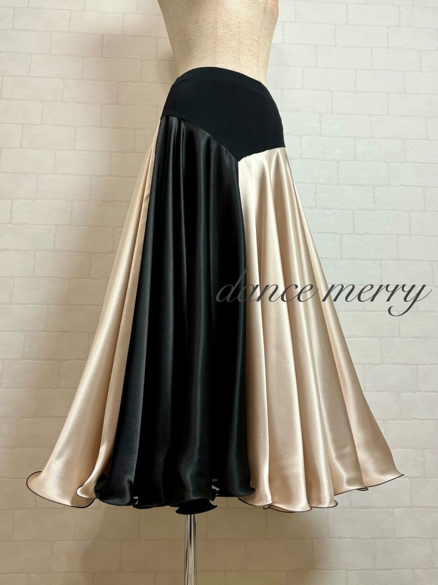 逆】 【MERRY】パソドブレ スカート 社交ダンス 黒 ベージュ タンゴ