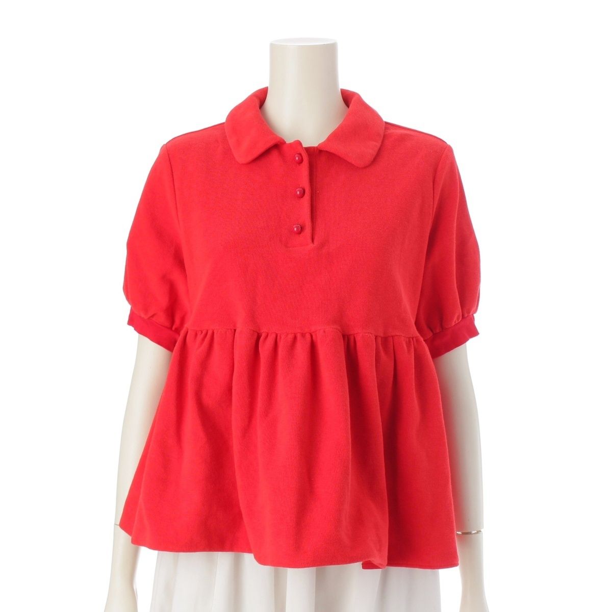 ヨリ 25年 オーガニックコットン ポロ パイル カットソー トップス 11 25060 SM レッド 36