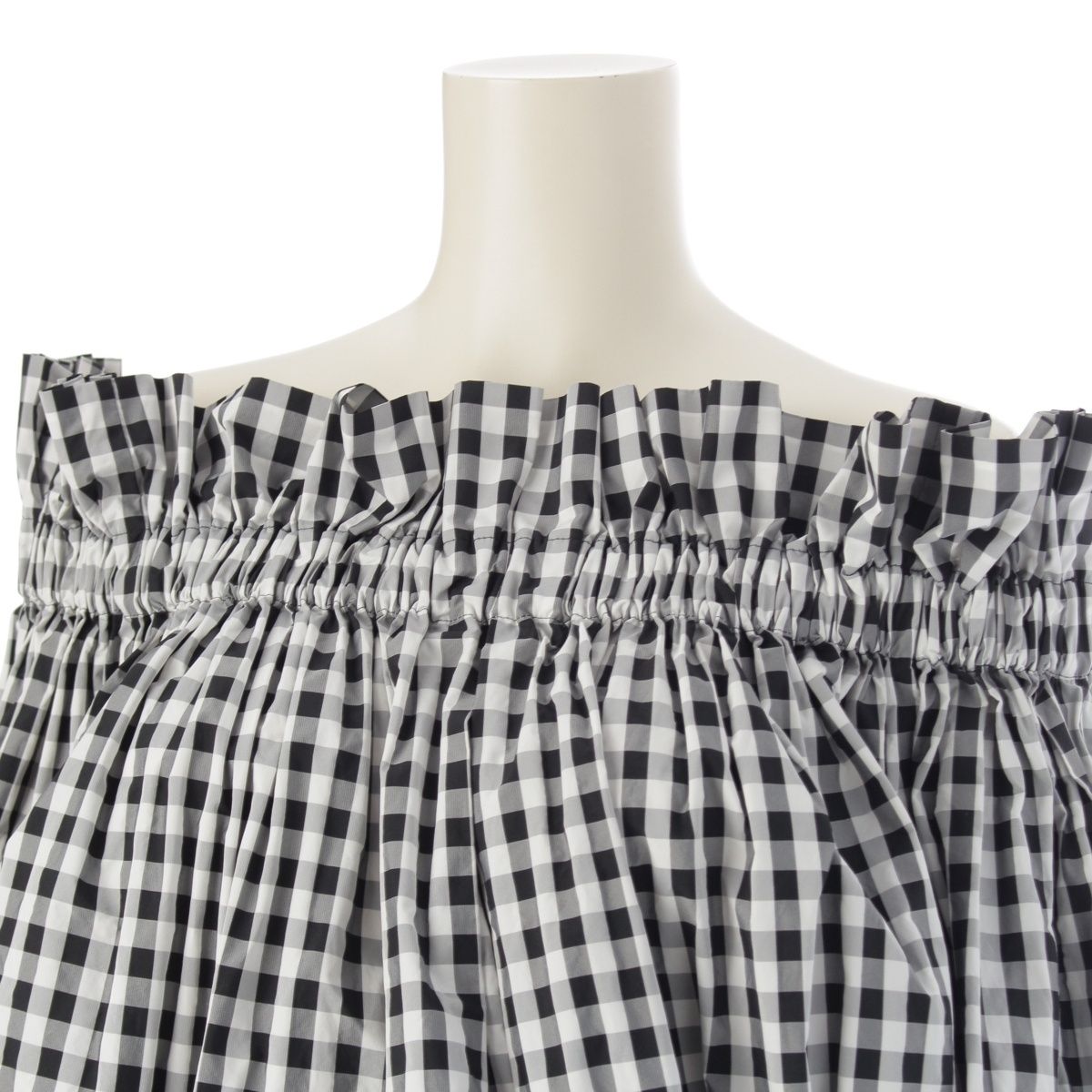 シーニュ CYGNE LILIANE フリル ギャザー オフショルダー ギンガム