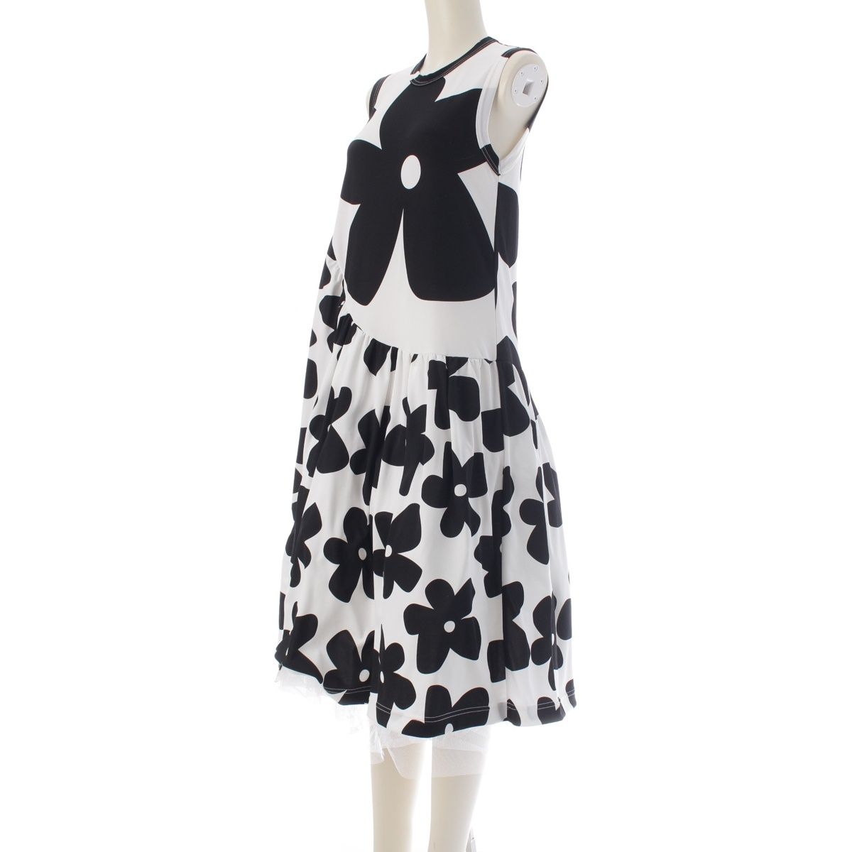 コムデギャルソン AD 2021 22 SS チュール レイヤード ノースリーブ ワンピース GI T 021 ホワイト ブラック XS