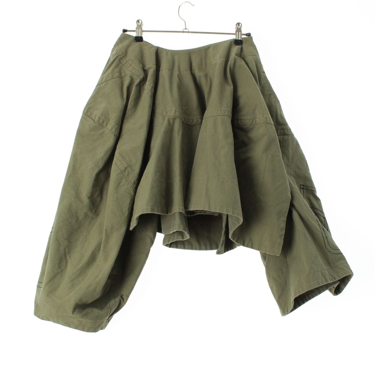 コムデギャルソン AD 2009 09 AW コットン トロンプルイユ フェイクポケット サルエル風 スカート ボトムス GD P 009 カーキ XS
