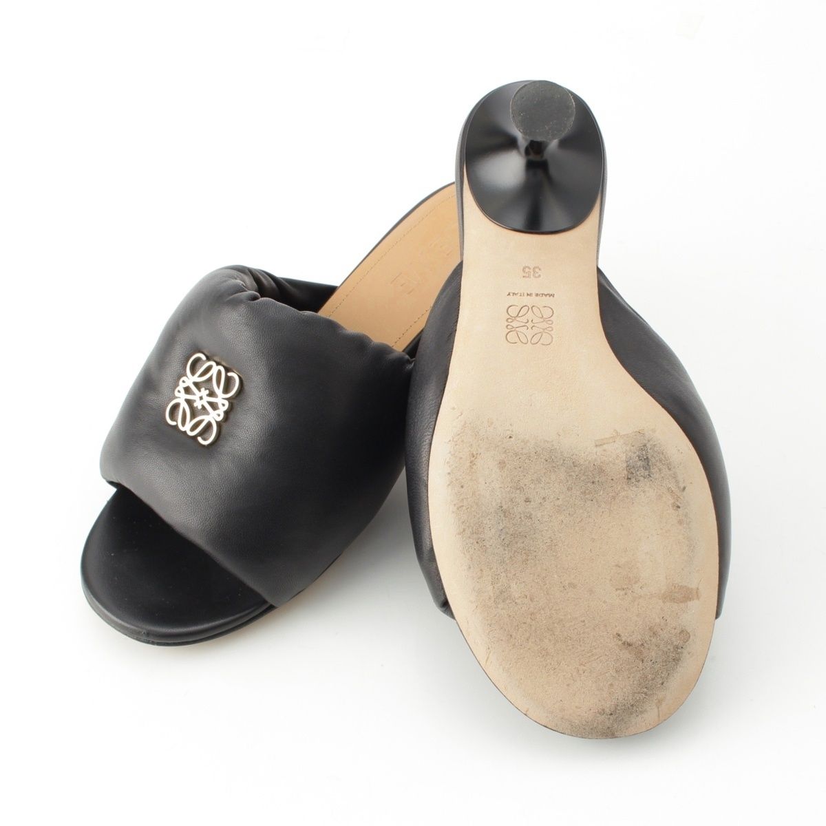  ロエベ レザー パデット アナグラム サンダル ブラック 35 サンダル サンダル ミュール