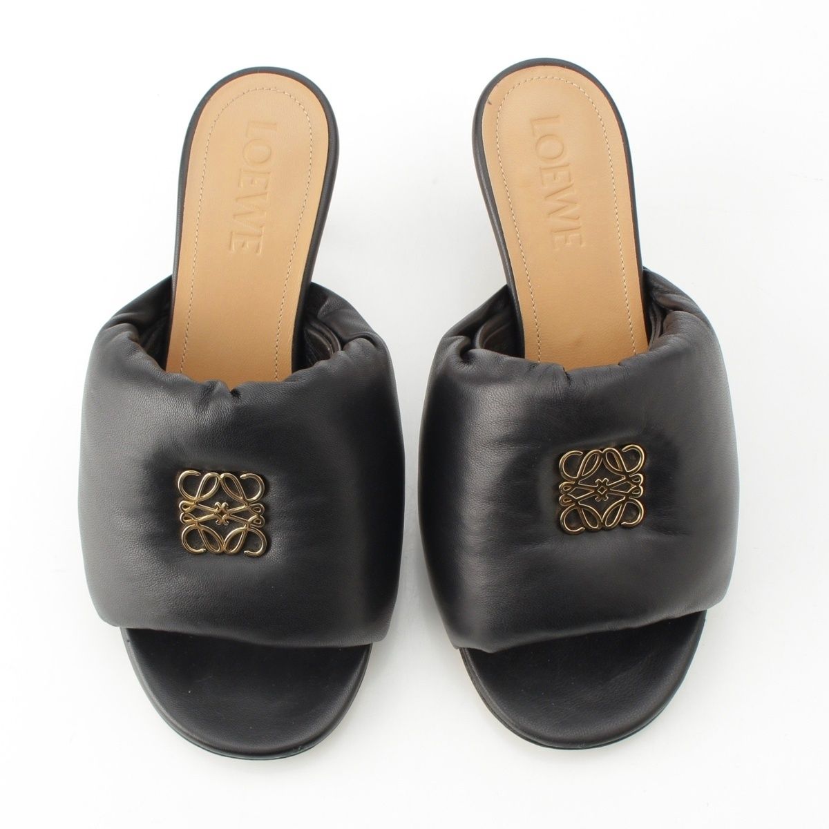 ロエベ レザー パデット アナグラム サンダル ブラック 35