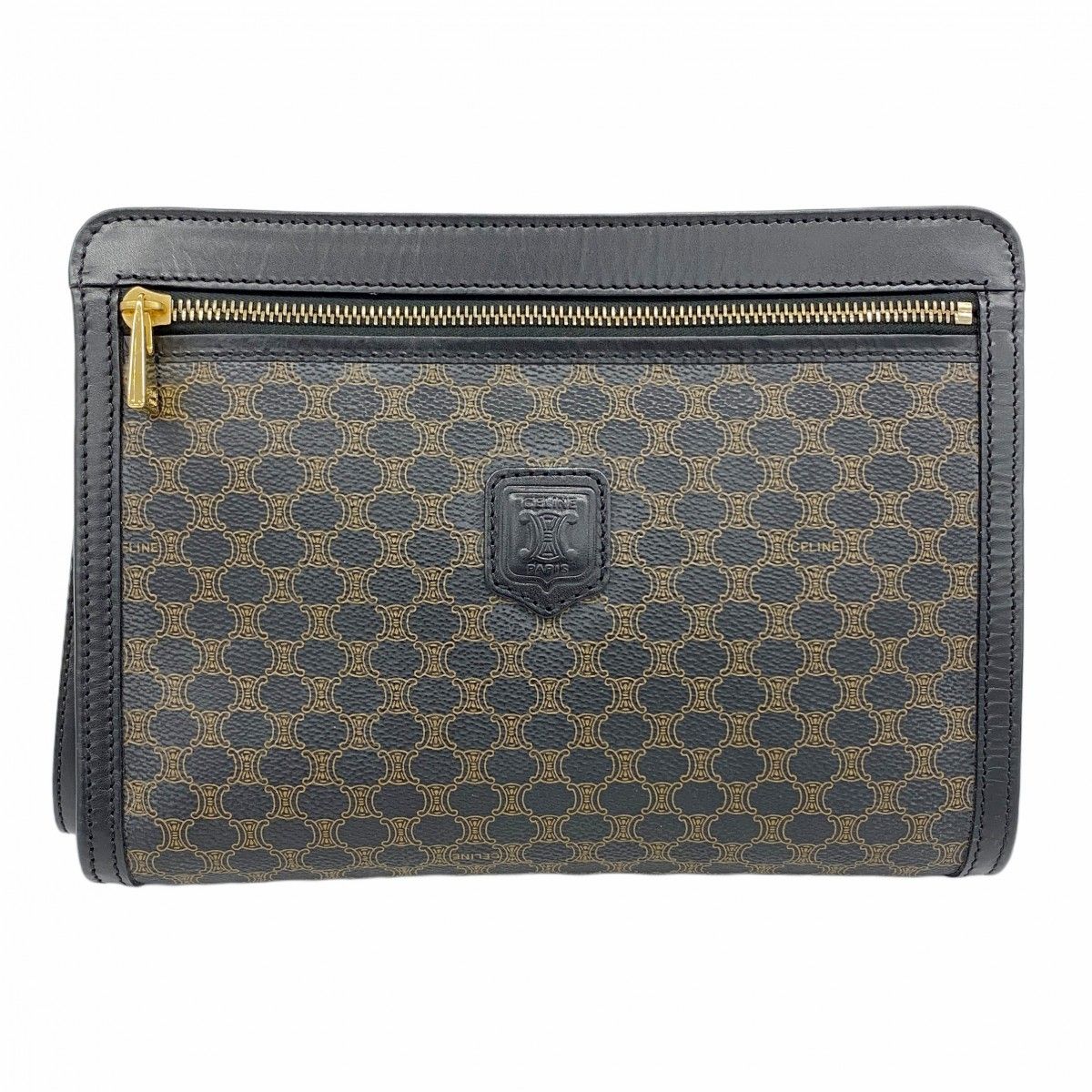 5pa0916】セリーヌ クラッチバッグ マカダム 販売済み PVC ブラック