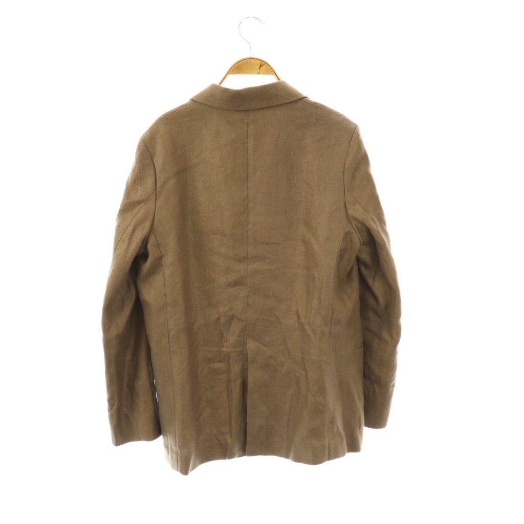 【中古】プルミエ アロンディスモン 25SS チェックツイードロングジャケット テーラード ダブル 背抜き リネン 38 1er Arrondissement プルミエ アロンディスモン 25SS チェックツイード