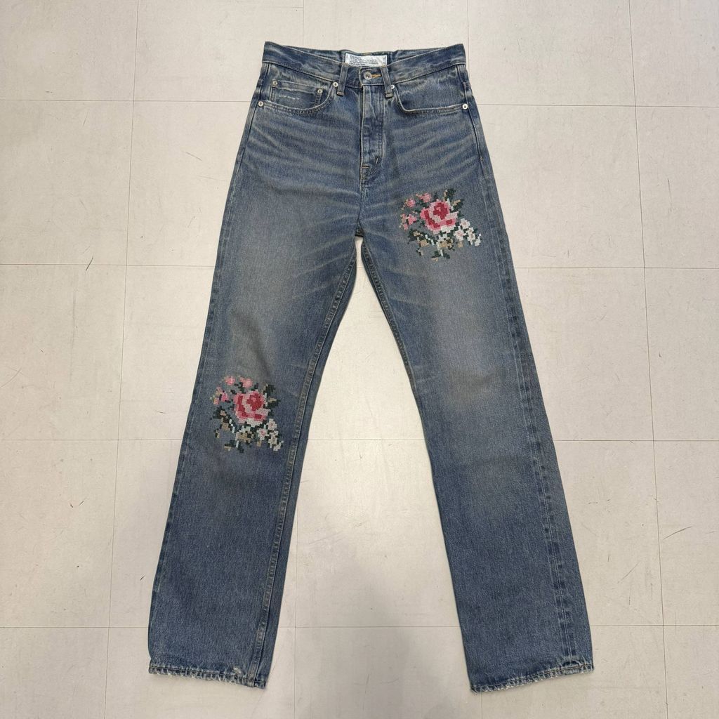 DAIRIKU ダイリク 21AW Flower Cross Embroidery Slim Denim Pants