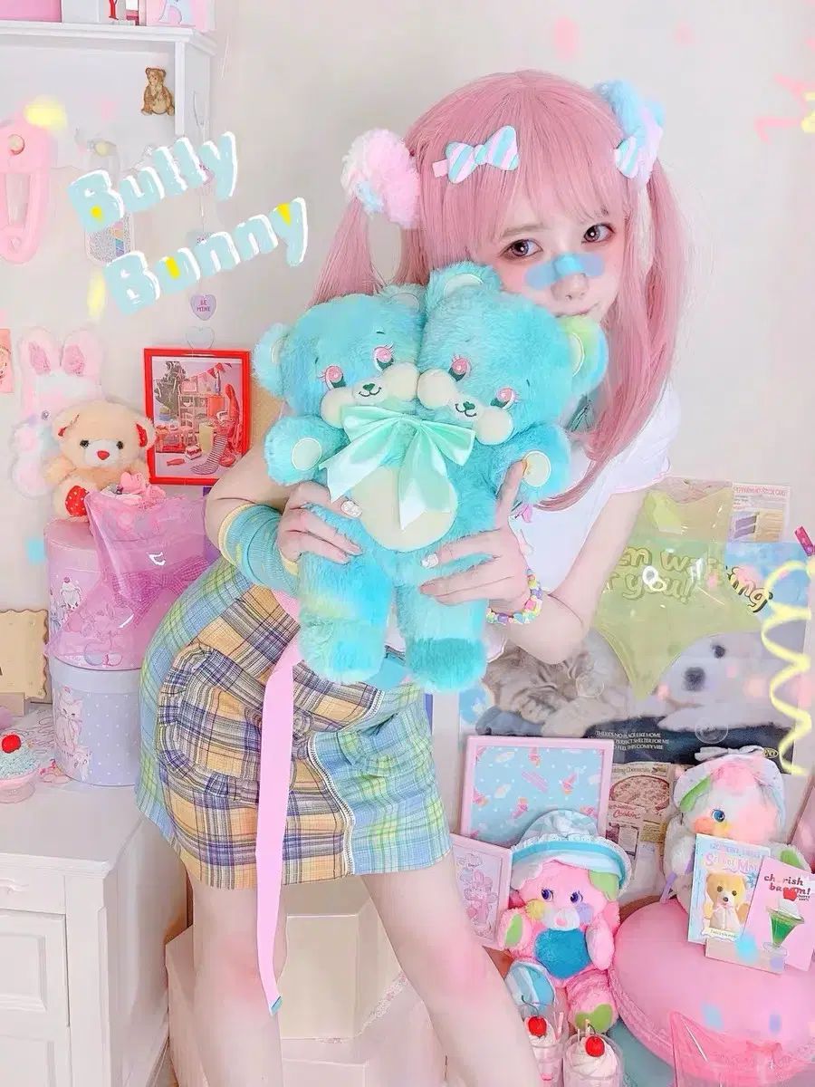 Bully bunny ロリータツインベア ぬいぐるみ バッグ 双子 クマ ミント