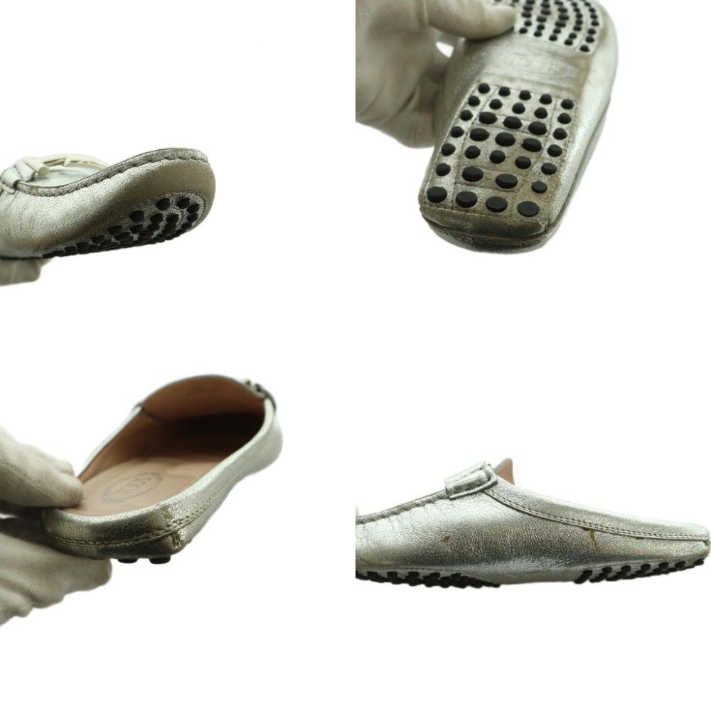 【中古】トッズ TOD'S ミュール ドライビングシューズ スリッポン 36 銀色 シルバーカラー /SS ■OS レディース トッズ TOD'S ミュール ドライビングシューズ スリッポン 36 銀色