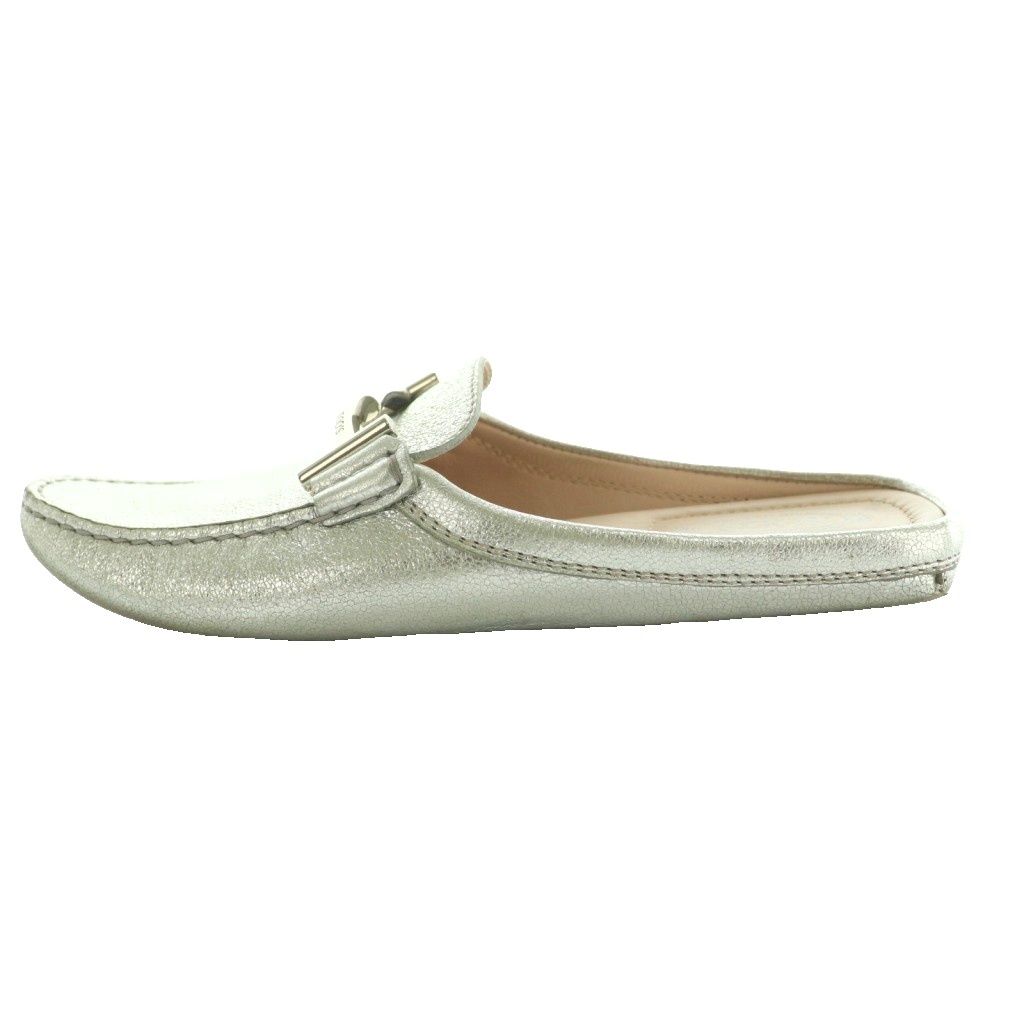 トッズ TOD'S ミュール ドライビングシューズ スリッポン 36 銀色