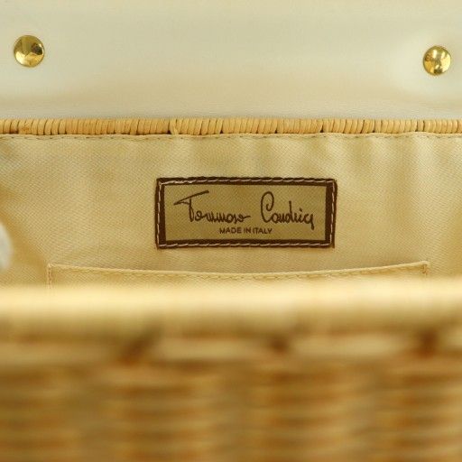 【中古】トマソカンドリア レザーフラップバスケット かごバッグ 2WAY ハンド ショルダー 白 ホワイト ベージュ トマソカンドリア TOMMASO CANDRIA レザーフラップバスケット かご