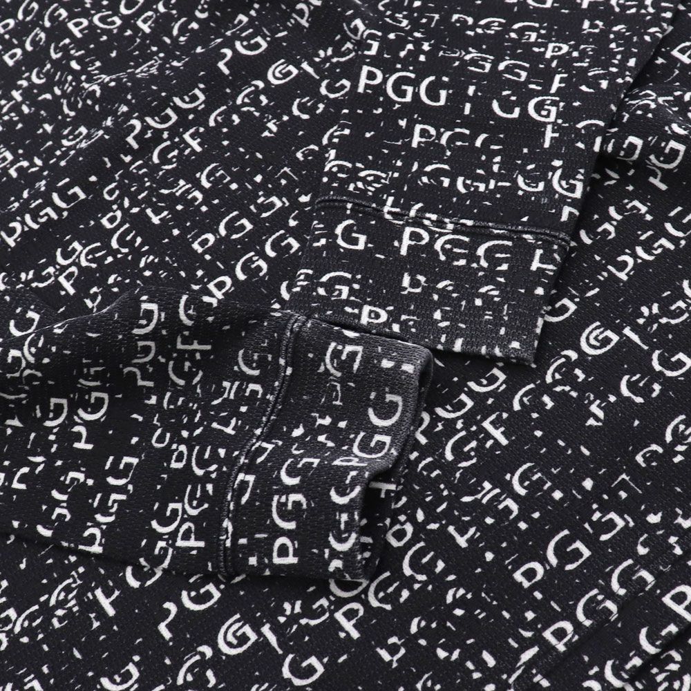 PGG ピージージー 総柄 ロゴ ナチュラルストレッチ ニット ハイネック