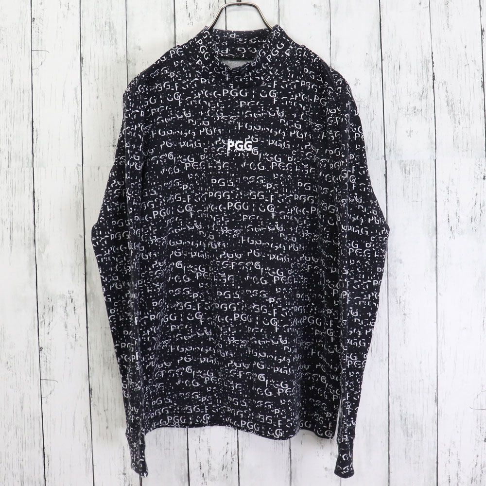 PGG　ピージージー　総柄　ロゴ　ナチュラルストレッチ　ニット　ハイネックシャツ PGG ピージージー 総柄 ロゴ ナチュラルストレッチ ニット ハイネック