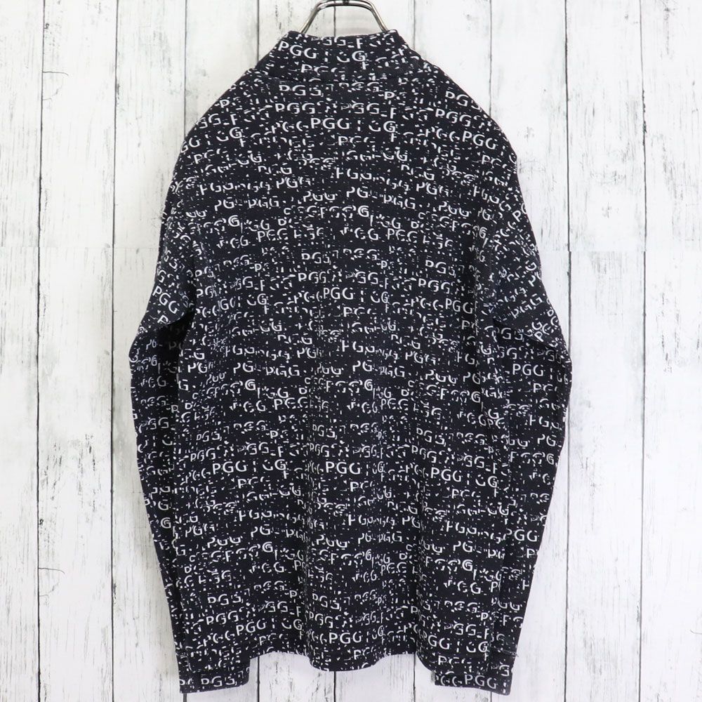 PGG ピージージー 総柄 ロゴ ナチュラルストレッチ ニット ハイネック