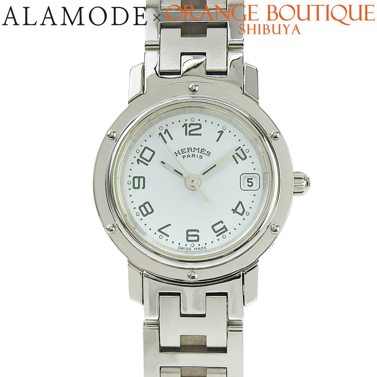 エルメス クリッパー CL 4.210 SS ライトブルー クオーツ レディース アラモード