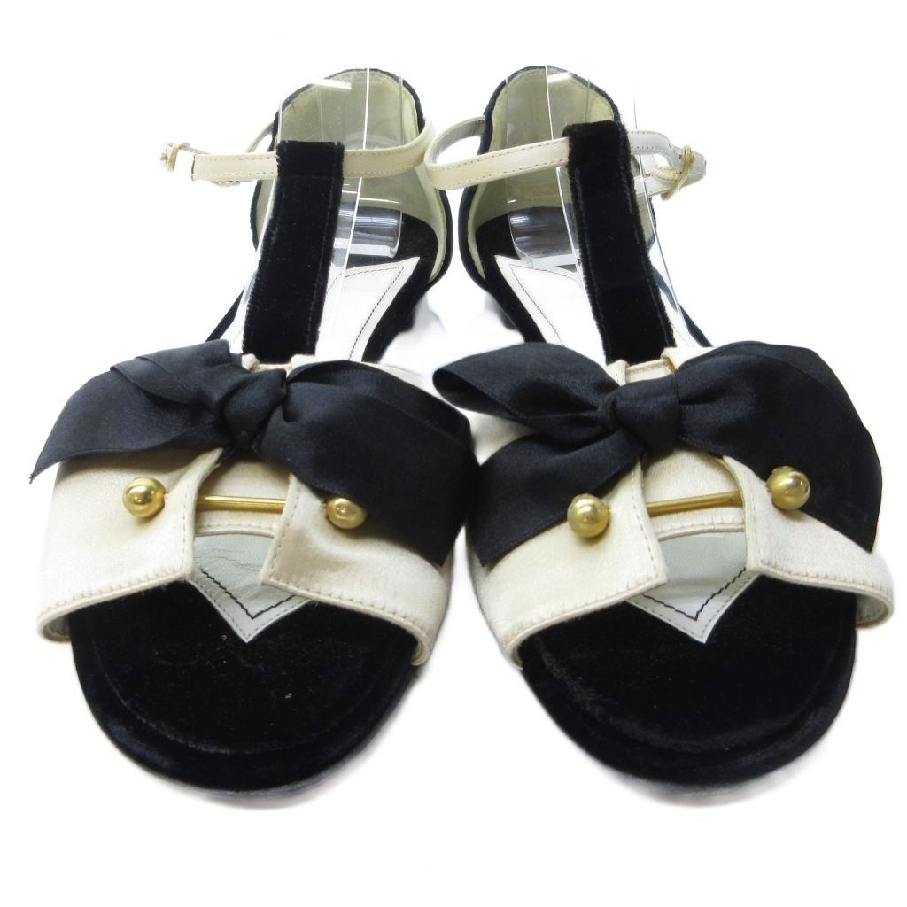 シャネル CHANEL リボン サンダル ミュール アンクルストラップ バイ