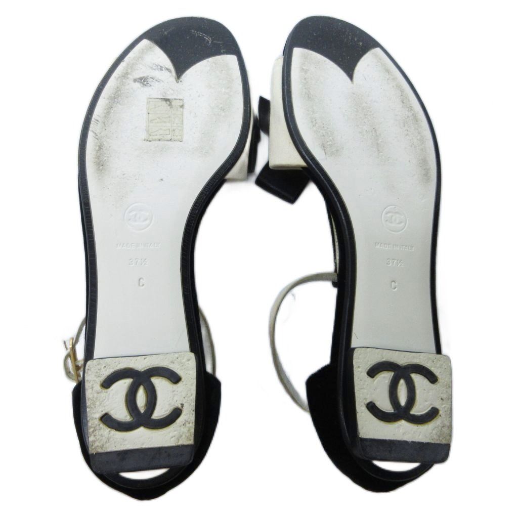 シャネル CHANEL リボン サンダル ミュール アンクルストラップ バイ
