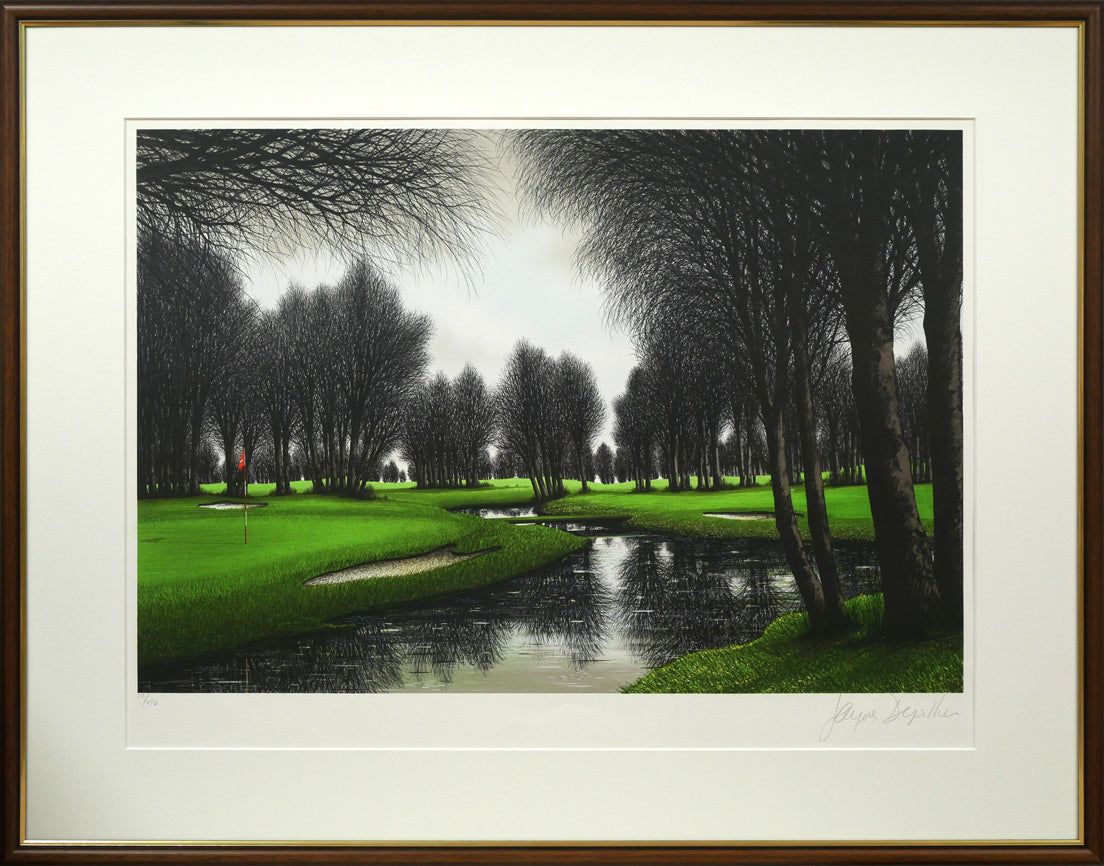 ジャック デペルト Jacques DEPERTHES 水辺のグリーン リトグラフ サイン入 レッドフラッグ 小竹美術