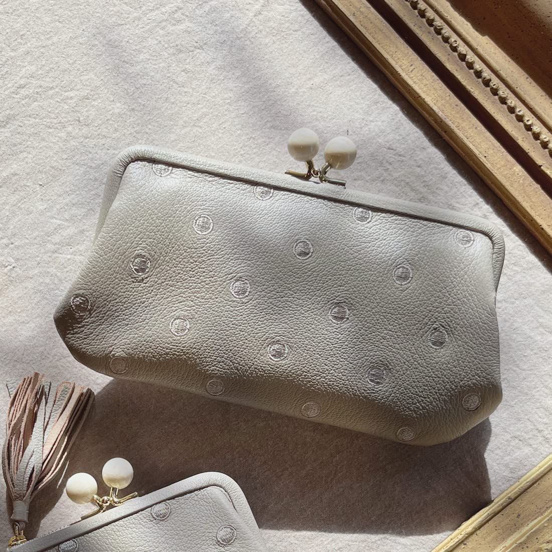 ペルケ] アクリル玉がま口長財布 財布 レディース ベスト 本革 08-06