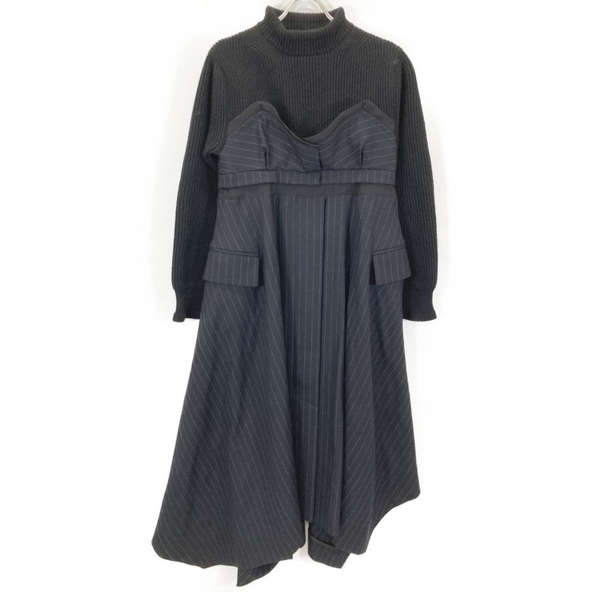 sacai サカイ 22-06327 Wool Knit×Chalk Stripe Dress 1 - メルカリ