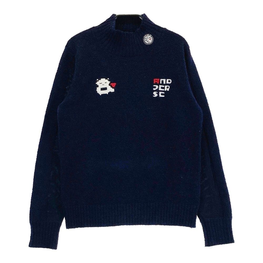 サイズ：M AND PER SE アンパスィ 袖切替 ニットセーター ネイビー系